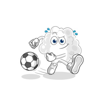the cloud kicking the ball cartoon. cartoon mascot vector