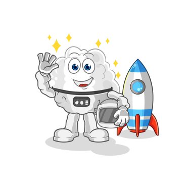 the cloud astronaut waving character. cartoon mascot vector
