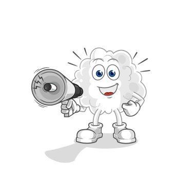 the cloud holding hand loudspeakers vector. cartoon character