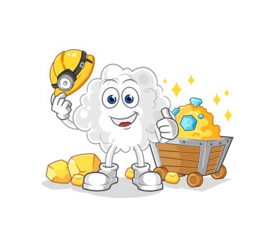 the cloud miner with gold character. cartoon mascot vector