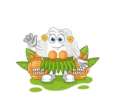 the cloud hawaiian waving character. cartoon mascot vector