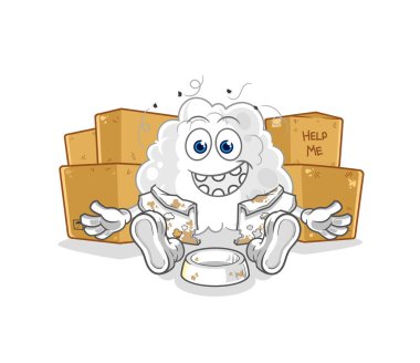 the cloud homeless character. cartoon mascot vector