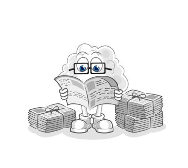 the cloud read newspaper cartoon. character vector