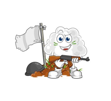 the cloud army character. cartoon mascot vector