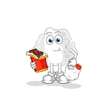 the cloud eat chocolate mascot. cartoon vector