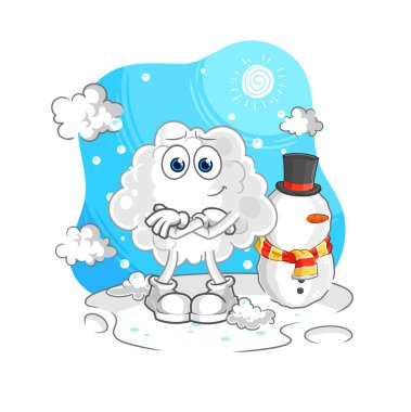 the cloud in cold winter character. cartoon mascot vector