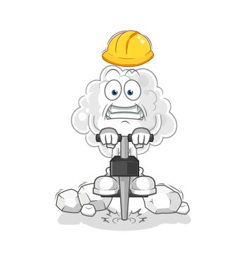 the cloud drill the ground cartoon character vector