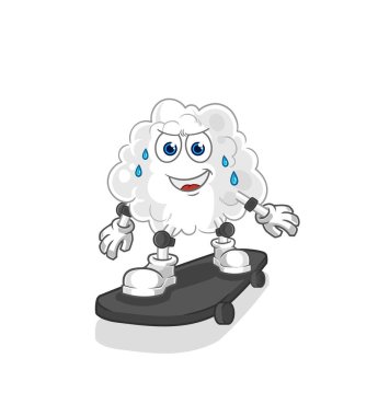 the cloud riding skateboard cartoon character vector