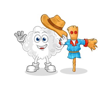 the cloud with scarecrows cartoon character vector