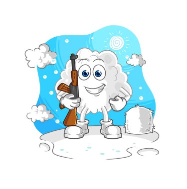 the cloud soldier in winter. character mascot vector