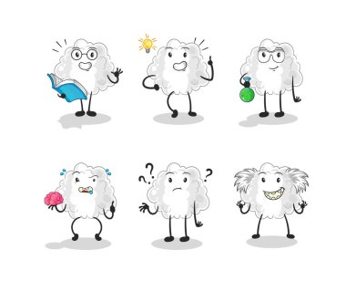 the cloud thinking group character. cartoon mascot vector