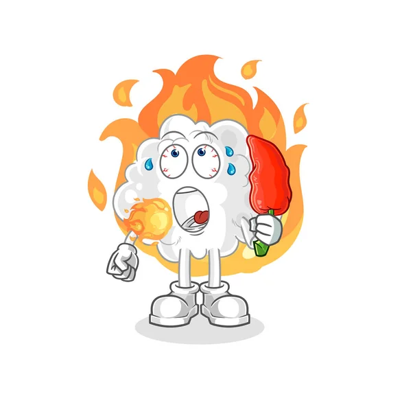 Cloud Eat Hot Chilie Mascot Cartoon Vector — Stock Vector