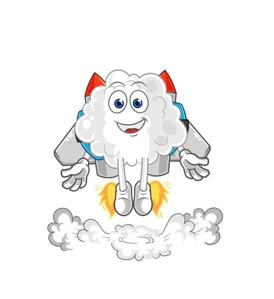 Cloud Jetpack Mascot Cartoon Vector — Stock Vector