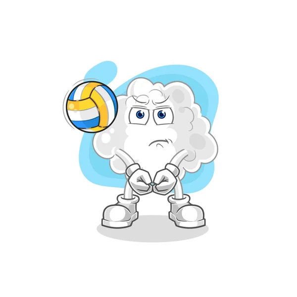 Cloud Play Volleyball Mascot Cartoon Vector — Stock Vector