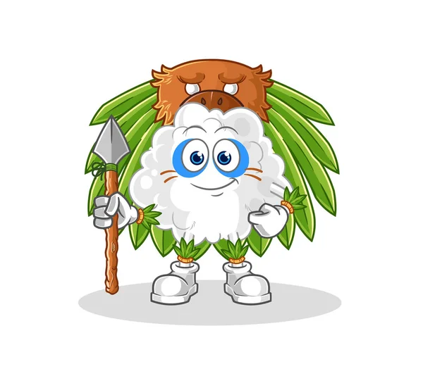 Cloud Tribal Man Mascot Cartoon Vector — Stock Vector