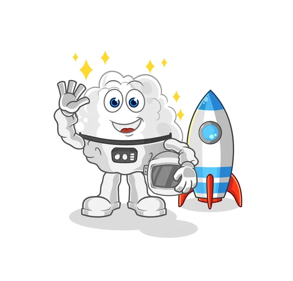 Cloud Astronaut Waving Character Cartoon Mascot Vector — Stock Vector