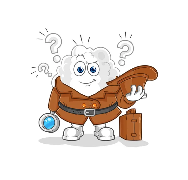 Cloud Detective Vector Cartoon Character — Vettoriale Stock