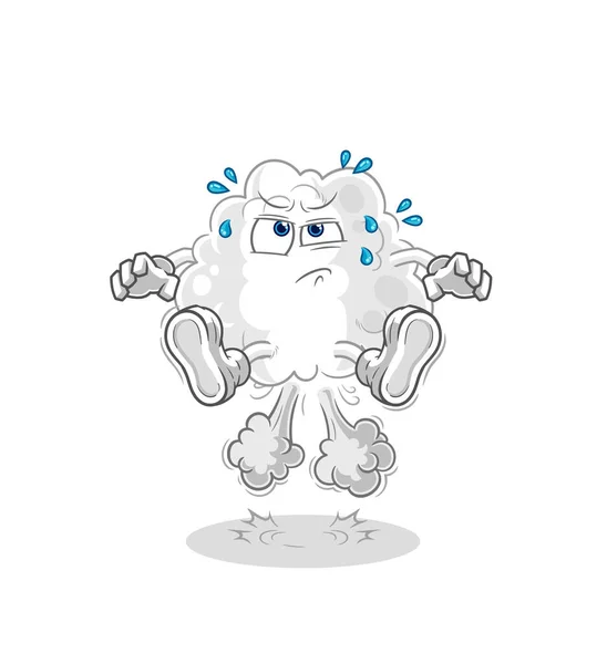 Cloud Fart Jumping Illustration Character Vector — Vettoriale Stock