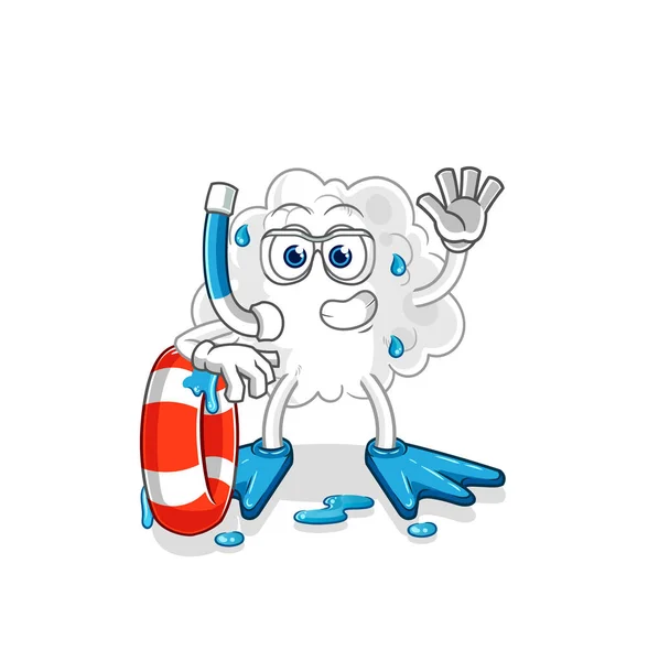 Cloud Swimmer Buoy Mascot Cartoon Vector — Stock Vector