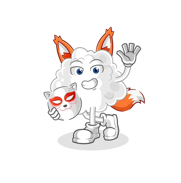 Cloud Japanese Fox Character Cartoon Mascot — Vetor de Stock