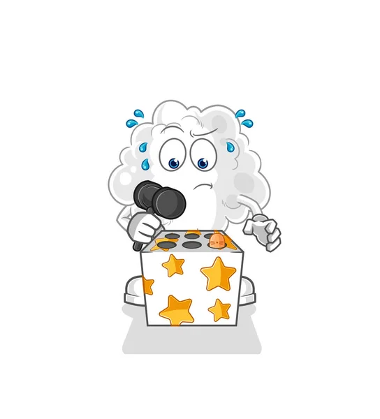 Cloud Play Whack Mole Mascot Cartoon Vector — Stock Vector