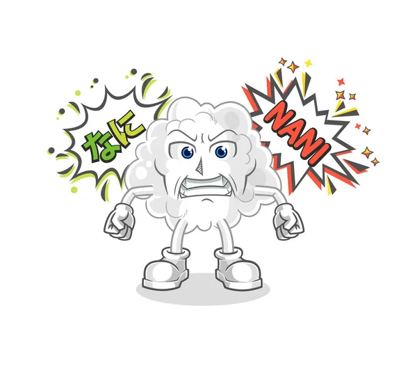 Cloud Anime Angry Vector Cartoon Character — Stockvector