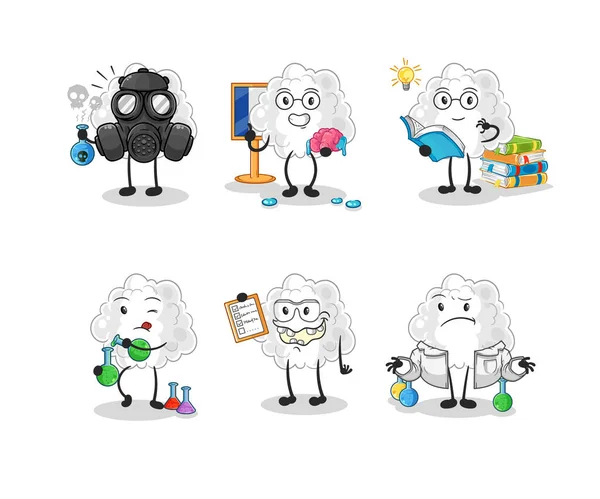 Cloud Scientist Group Character Cartoon Mascot Vector — Stock Vector