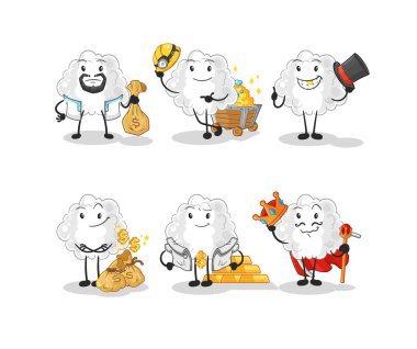 the cloud rich group character. cartoon mascot vector