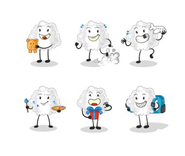 the cloud children group character. cartoon mascot vector