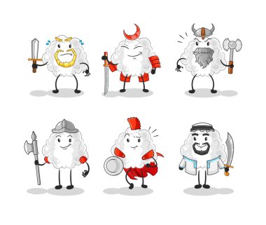 the cloud warrior group character. cartoon mascot vector