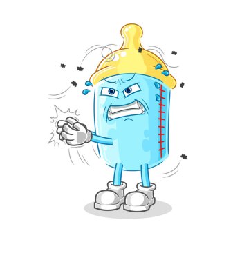 the baby bottle swat fly character. cartoon mascot vector