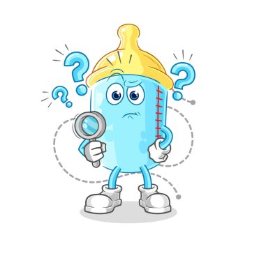 the baby bottle searching illustration. character vector