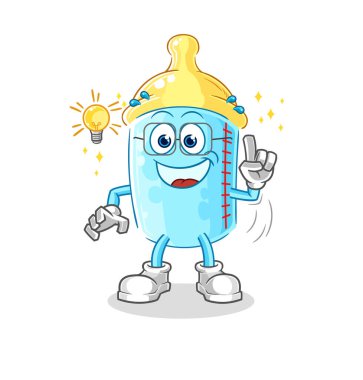the baby bottle got an idea cartoon. mascot vector