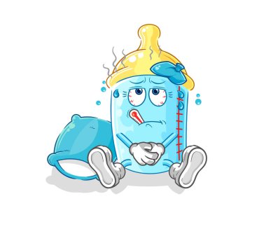 the baby bottle sick vector. cartoon character