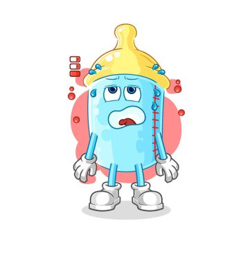the baby bottle low battery mascot. cartoon vector