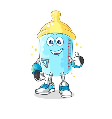the baby bottle robot character. cartoon mascot vector