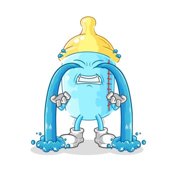 the baby bottle crying illustration. character vector