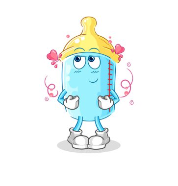 the baby bottle shy vector. cartoon character