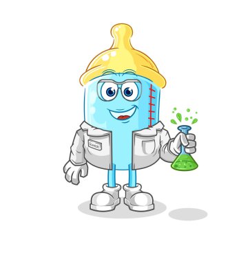 the baby bottle scientist character. cartoon mascot vector