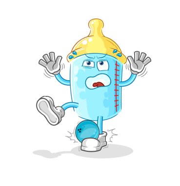 the baby bottle hiten by bowling cartoon. cartoon mascot vector