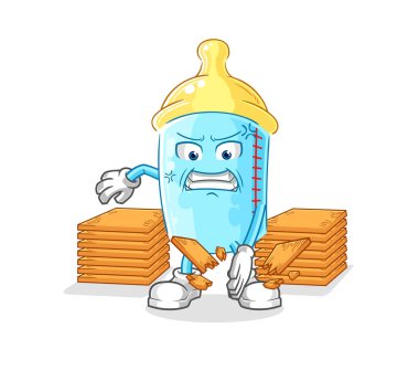 the baby bottle karate mascot. cartoon vector