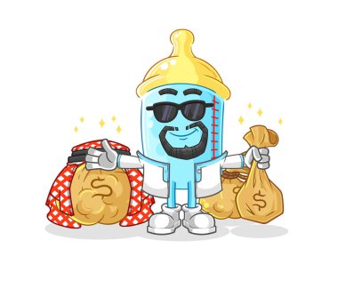 the baby bottle rich arabian mascot. cartoon vector