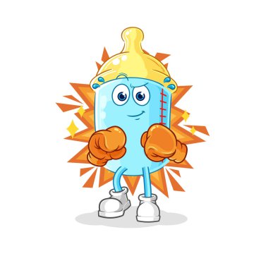 the baby bottle boxer character. cartoon mascot vector