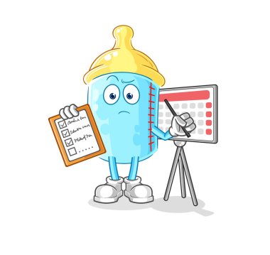 the baby bottle schedule list vector. cartoon character
