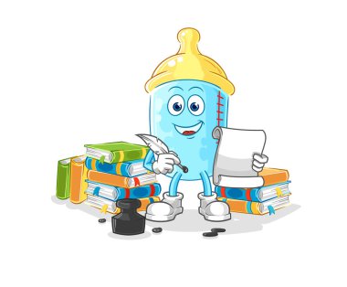 the baby bottle writer vector. cartoon character