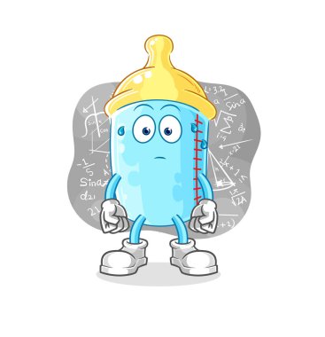 the baby bottle thinking hard vector. cartoon character