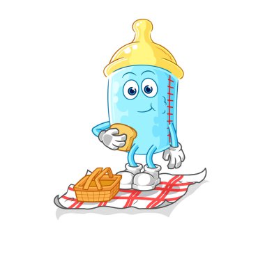 the baby bottle on a picnic cartoon. cartoon mascot vector