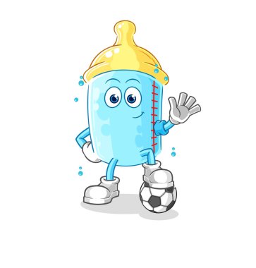 the baby bottle playing soccer illustration. character vector
