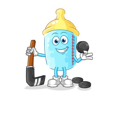 the baby bottle playing hockey vector. cartoon character