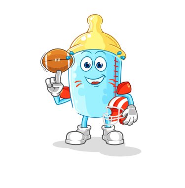 the baby bottle playing rugby character. cartoon mascot vector